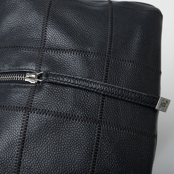 シャネル チョコバー ココマーク ハンドバッグ ミニボストンバッグ ブラック キャビアスキン レディース CHANEL 【中古】