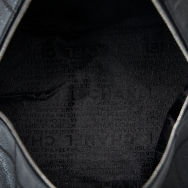 シャネル チョコバー ココマーク ハンドバッグ ミニボストンバッグ ブラック キャビアスキン レディース CHANEL 【中古】