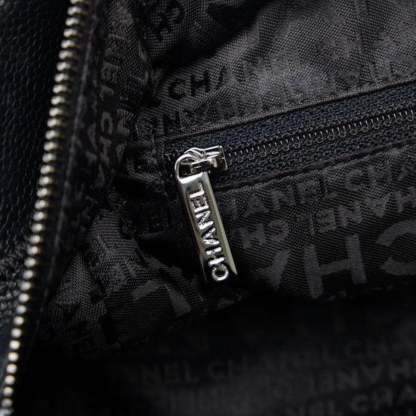 シャネル チョコバー ココマーク ハンドバッグ ミニボストンバッグ ブラック キャビアスキン レディース CHANEL 【中古】