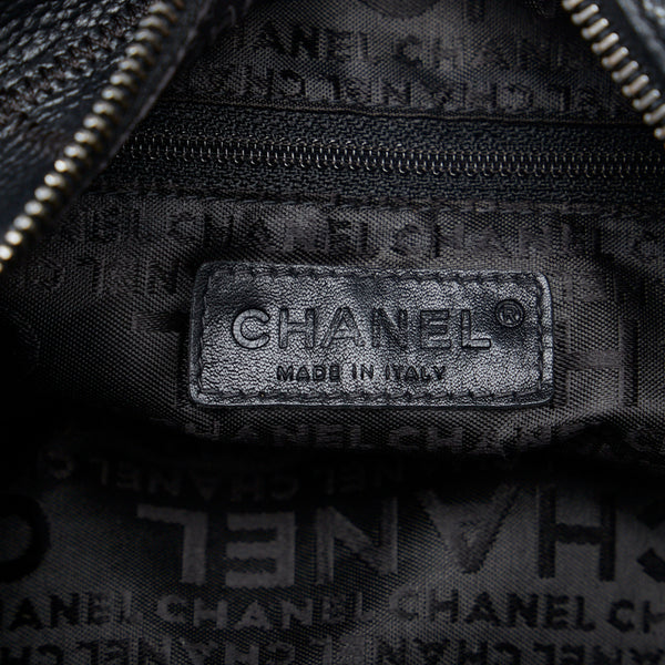 シャネル チョコバー ココマーク ハンドバッグ ミニボストンバッグ ブラック キャビアスキン レディース CHANEL 【中古】