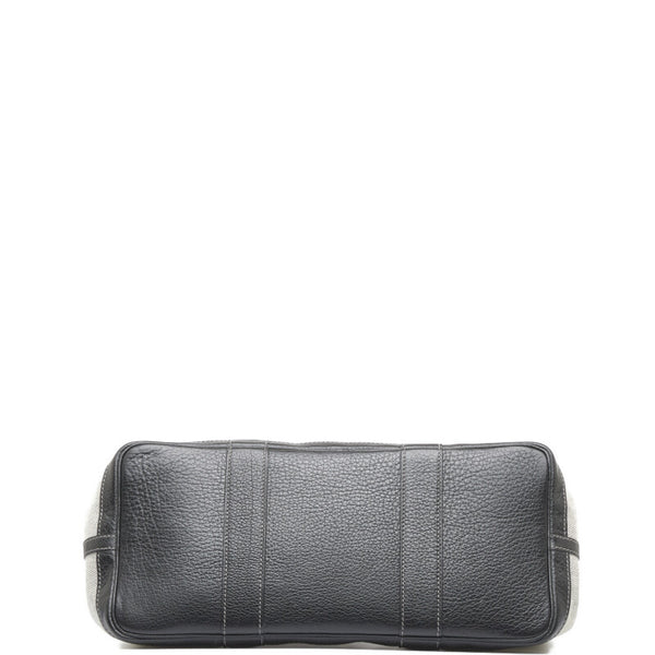エルメス ガーデンパーティPM トートバッグ ハンドバッグ ブラック ホワイト トワルアッシュ レザー レディース HERMES 【中古】