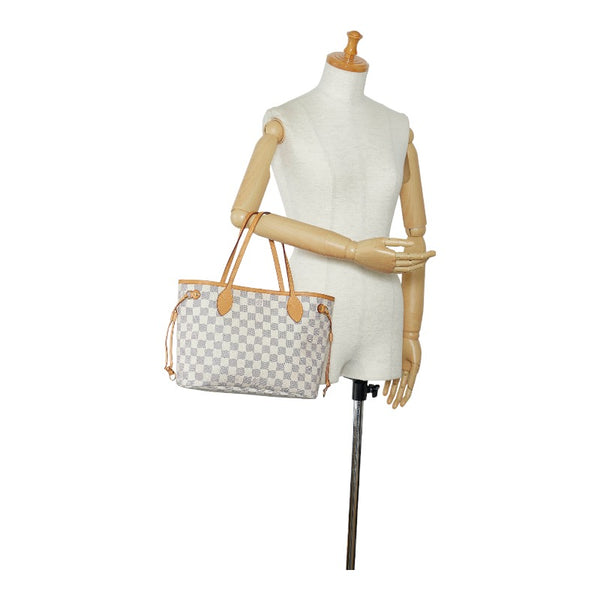 ルイ ヴィトン ダミエ アズール ネヴァーフルPM ショルダーバッグ トートバッグ N41362 ホワイト PVC レザー レディース LOUIS VUITTON 【中古】