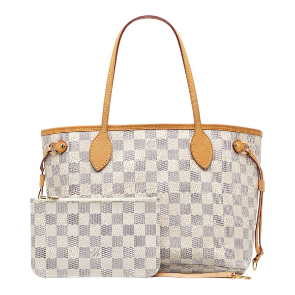 ルイ ヴィトン ダミエ アズール ネヴァーフルPM ショルダーバッグ トートバッグ N41362 ホワイト PVC レザー レディース LOUIS VUITTON 【中古】