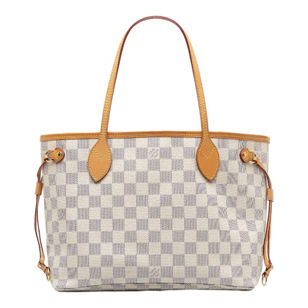 ルイ ヴィトン ダミエ アズール ネヴァーフルPM ショルダーバッグ トートバッグ N41362 ホワイト PVC レザー レディース LOUIS VUITTON 【中古】