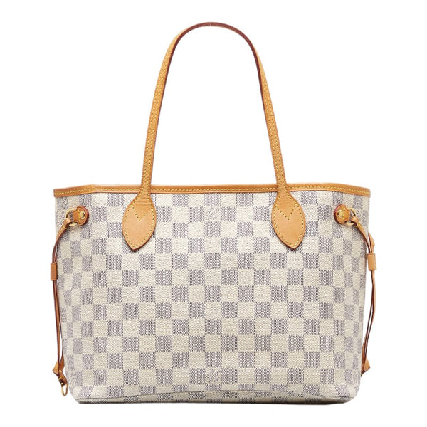 ルイ ヴィトン ダミエ アズール ネヴァーフルPM ショルダーバッグ トートバッグ N41362 ホワイト PVC レザー レディース LOUIS VUITTON 【中古】