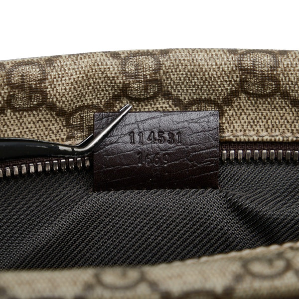 グッチ GGスプリーム 斜め掛け ショルダーバッグ 114531 ベージュ ブラウン PVC レザー レディース GUCCI 【中古】