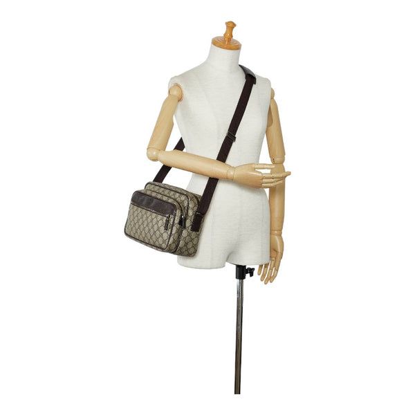 グッチ GGスプリーム 斜め掛け ショルダーバッグ 114531 ベージュ ブラウン PVC レザー レディース GUCCI 【中古】