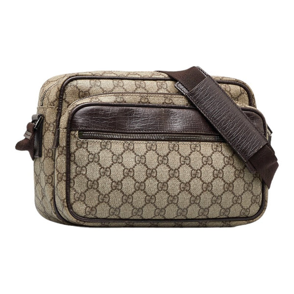 グッチ GGスプリーム 斜め掛け ショルダーバッグ 114531 ベージュ ブラウン PVC レザー レディース GUCCI 【中古】