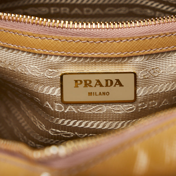 プラダ サフィアーノ ヴェルニーチェ ハンドバッグ ショルダーバッグ 2WAY BL0864 ブラウン パテントレザー レディース PRADA 【中古】