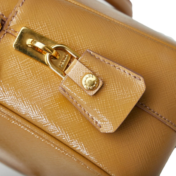 プラダ サフィアーノ ヴェルニーチェ ハンドバッグ ショルダーバッグ 2WAY BL0864 ブラウン パテントレザー レディース PRADA 【中古】