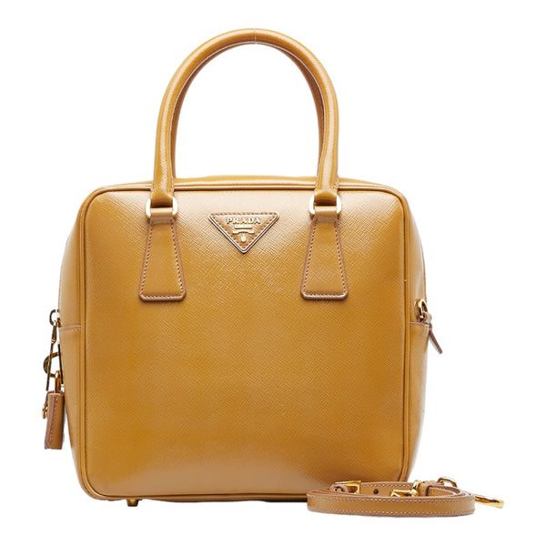 プラダ サフィアーノ ヴェルニーチェ ハンドバッグ ショルダーバッグ 2WAY BL0864 ブラウン パテントレザー レディース PRADA 【中古】