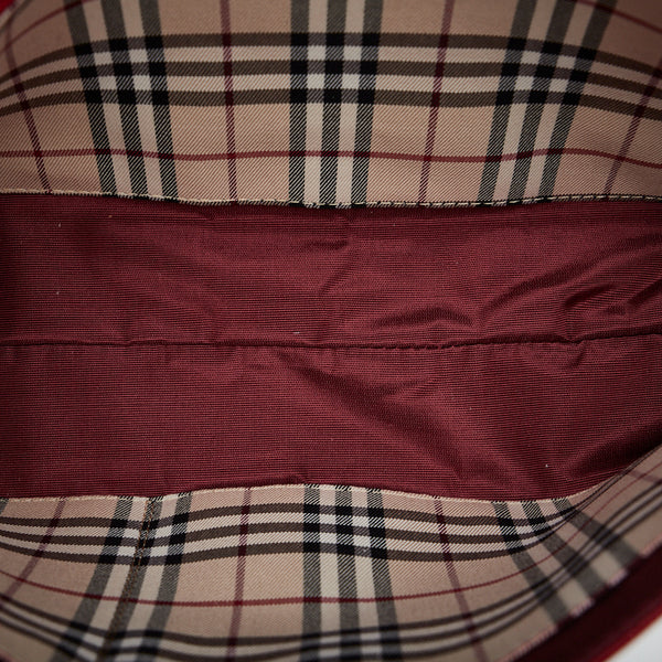 バーバリー ノバチェック ショルダーバッグ ワンショルダーバッグ ハンドバッグ レッド レザー レディース BURBERRY 【中古】