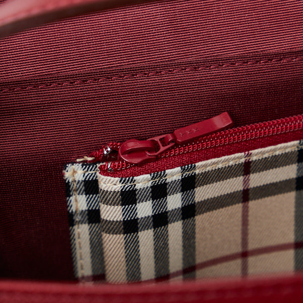 バーバリー ノバチェック ショルダーバッグ ワンショルダーバッグ ハンドバッグ レッド レザー レディース BURBERRY 【中古】