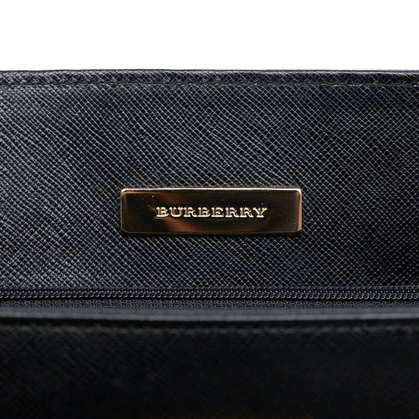 バーバリー ノバチェック ハンドバッグ ブラック レザー レディース BURBERRY 【中古】