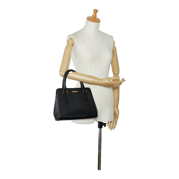 バーバリー ノバチェック ハンドバッグ ブラック レザー レディース BURBERRY 【中古】