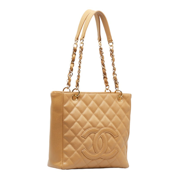シャネル マトラッセ ココマーク PST トート チェーンショルダーバッグ ベージュ レザー レディース CHANEL 【中古】