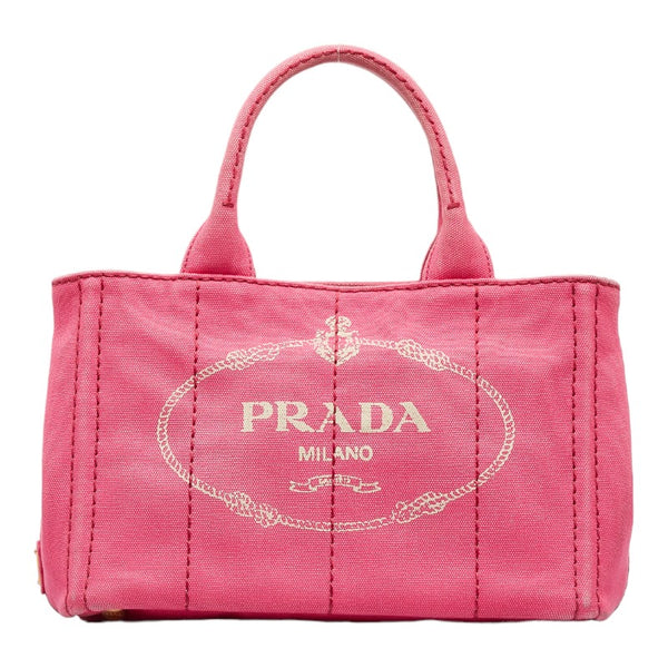 プラダ カナパ ミニ ハンドバッグ ショルダーバッグ 2WAY 1BG439 ピンク キャンバス レディース PRADA 【中古】