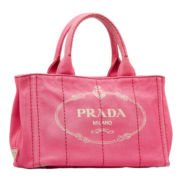 プラダ カナパ ミニ ハンドバッグ ショルダーバッグ 2WAY 1BG439 ピンク キャンバス レディース PRADA 【中古】