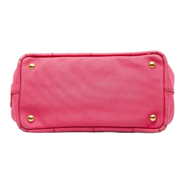 プラダ カナパ ミニ ハンドバッグ ショルダーバッグ 2WAY 1BG439 ピンク キャンバス レディース PRADA 【中古】