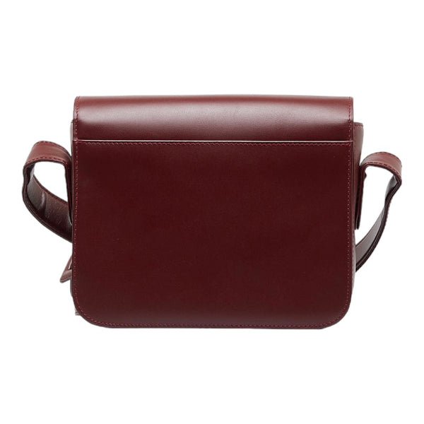 カルティエ マストライン ターンロック 斜め掛け ショルダーバッグ ボルドー レザー レディース CARTIER 【中古】