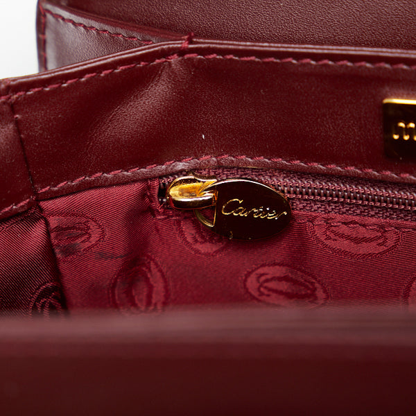 カルティエ マストライン ターンロック 斜め掛け ショルダーバッグ ボルドー レザー レディース CARTIER 【中古】