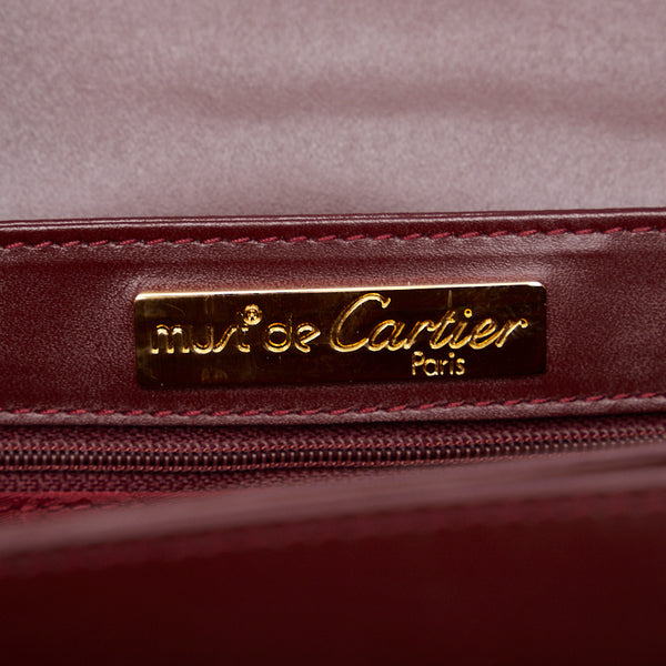 カルティエ マストライン ターンロック 斜め掛け ショルダーバッグ ボルドー レザー レディース CARTIER 【中古】