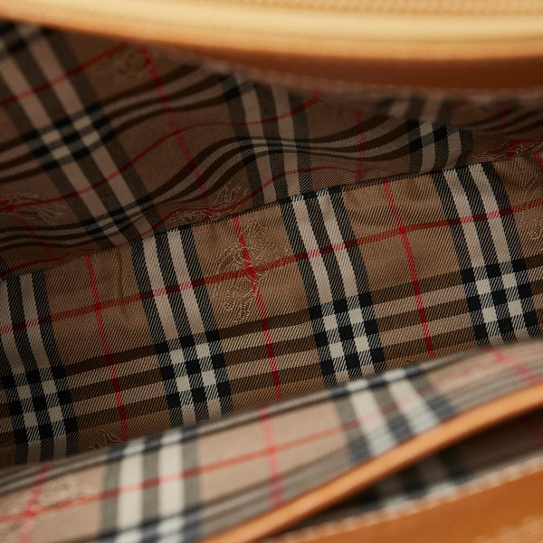 バーバリー ノバチェック シャドーホース ハンドバッグ トートバッグ ブラウン レザー レディース BURBERRY 【中古】