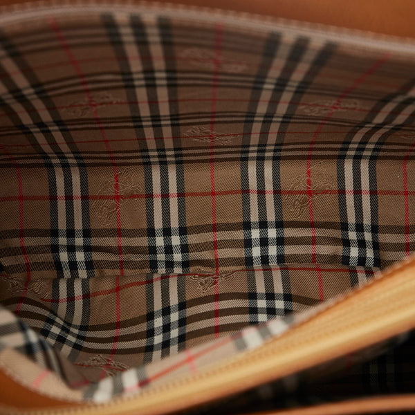 バーバリー ノバチェック シャドーホース ハンドバッグ トートバッグ ブラウン レザー レディース BURBERRY 【中古】