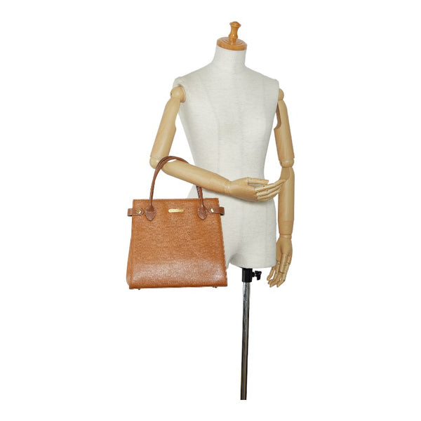 バーバリー ノバチェック シャドーホース ハンドバッグ トートバッグ ブラウン レザー レディース BURBERRY 【中古】