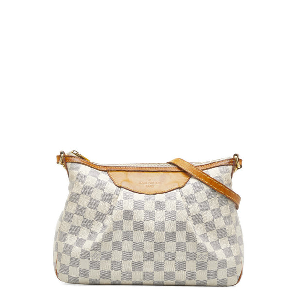 ルイ ヴィトン ダミエ アズール シラク―サPM 斜め掛け ショルダーバッグ  N41113 ホワイト PVC レザー レディース LOUIS VUITTON 【中古】