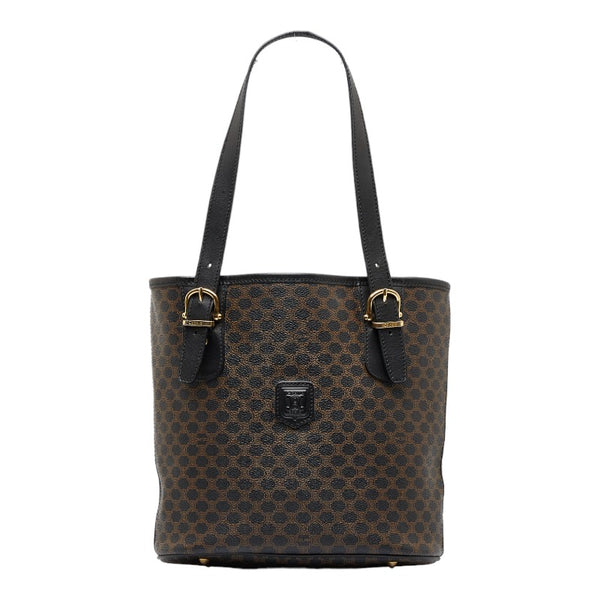 セリーヌ マカダム ハンドバッグ ショルダーバッグ MC98/1 ブラック ブラウン PVC レザー レディース CELINE 【中古】