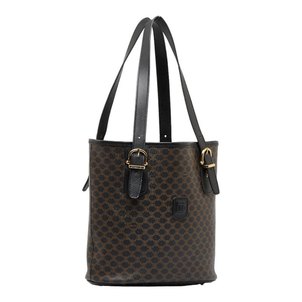セリーヌ マカダム ハンドバッグ ショルダーバッグ MC98/1 ブラック ブラウン PVC レザー レディース CELINE 【中古】