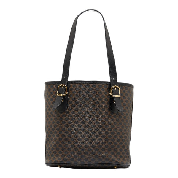 セリーヌ マカダム ハンドバッグ ショルダーバッグ MC98/1 ブラック ブラウン PVC レザー レディース CELINE 【中古】