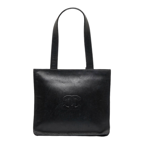 シャネル カメリア ココマーク ハンドバッグ トートバッグ ブラック レザー レディース CHANEL 【中古】