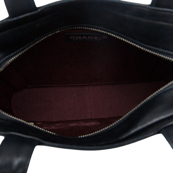 シャネル カメリア ココマーク ハンドバッグ トートバッグ ブラック レザー レディース CHANEL 【中古】