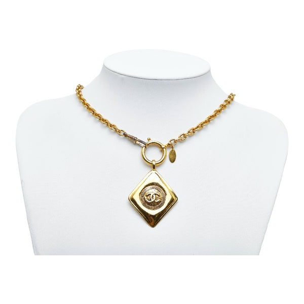 シャネル ヴィンテージ ココダイヤプレート ネックレス ゴールド メッキ レディース CHANEL 【中古】