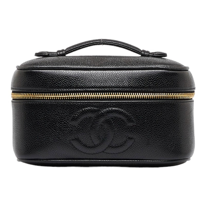 シャネル ココマーク 横型 バニティバッグ ハンドバッグ ブラック レザー キャビアスキン レディース CHANEL 【中古】
