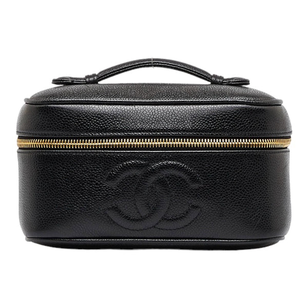 シャネル ココマーク 横型 バニティバッグ ハンドバッグ ブラック レザー キャビアスキン レディース CHANEL 【中古】