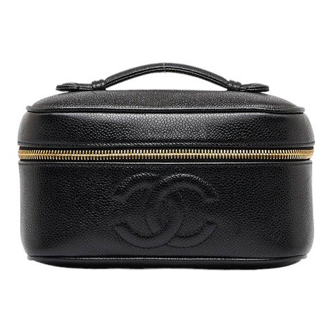 シャネル ココマーク 横型 バニティバッグ ハンドバッグ ブラック レザー キャビアスキン レディース CHANEL 【中古】