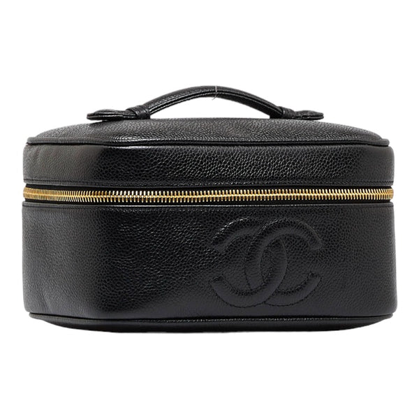 シャネル ココマーク 横型 バニティバッグ ハンドバッグ ブラック レザー キャビアスキン レディース CHANEL 【中古】