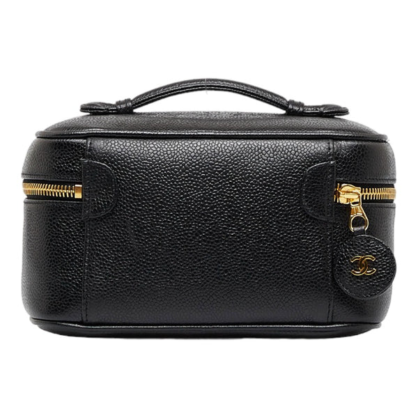 シャネル ココマーク 横型 バニティバッグ ハンドバッグ ブラック レザー キャビアスキン レディース CHANEL 【中古】