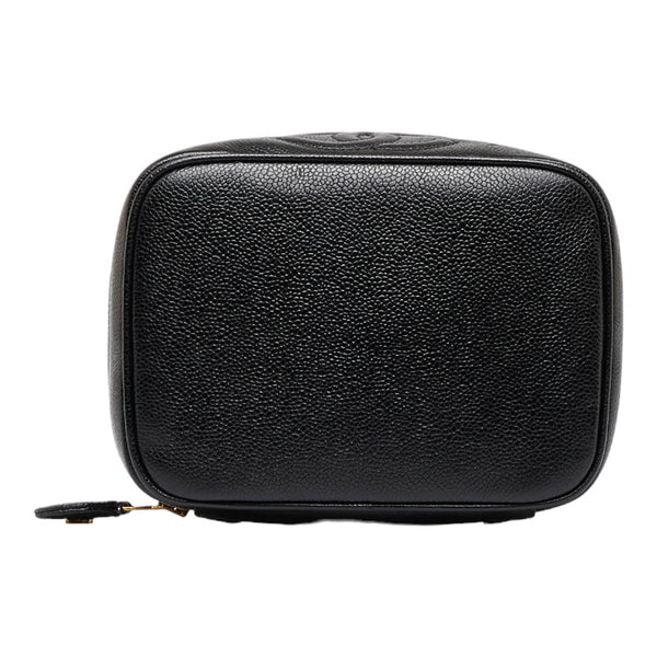 シャネル ココマーク 横型 バニティバッグ ハンドバッグ ブラック レザー キャビアスキン レディース CHANEL 【中古】