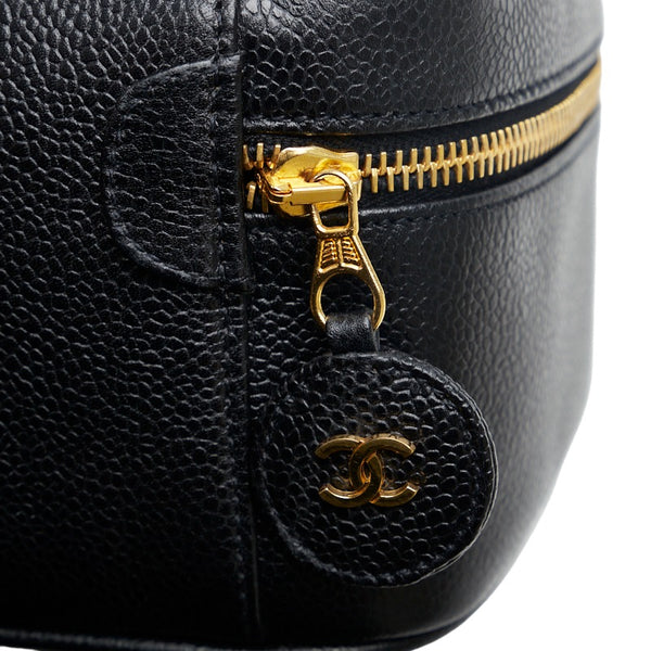 シャネル ココマーク 横型 バニティバッグ ハンドバッグ ブラック レザー キャビアスキン レディース CHANEL 【中古】