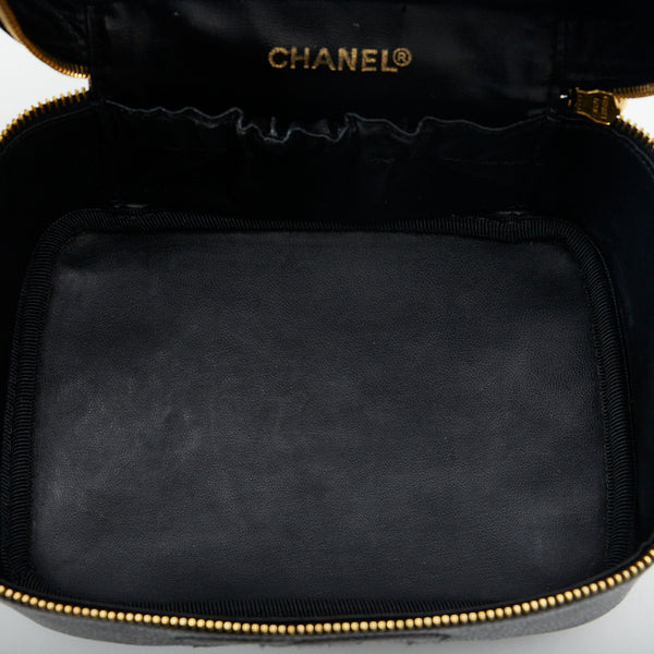 シャネル ココマーク 横型 バニティバッグ ハンドバッグ ブラック レザー キャビアスキン レディース CHANEL 【中古】