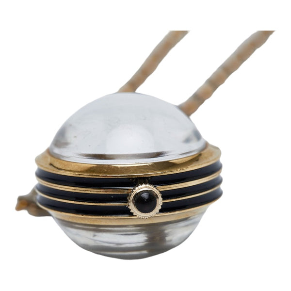 グッチ ヴィンテージ インターロッキングG 手巻き ネックレス ペンダントウォッチ ゴールド メッキ ガラス レディース GUCCI 【中古】