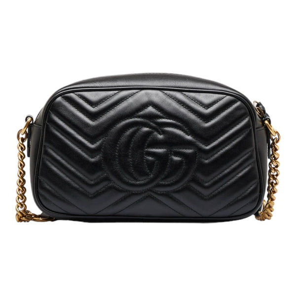 グッチ GGマーモント 斜め掛け チェーン ショルダーバッグ 447632 ブラック レザー レディース GUCCI 【中古】