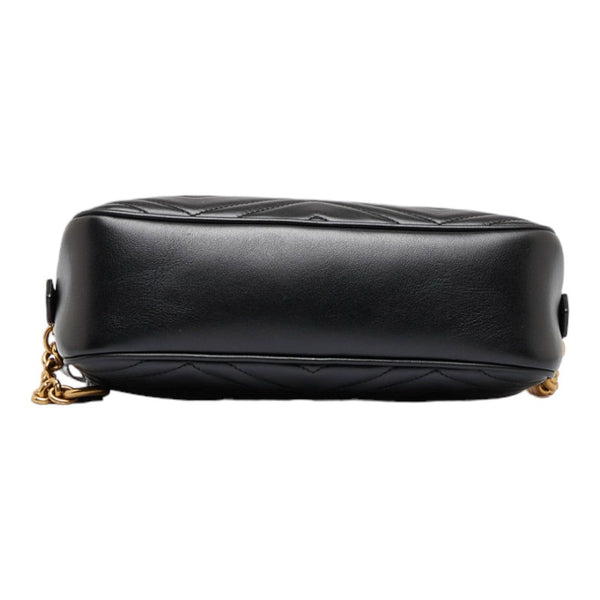 グッチ GGマーモント 斜め掛け チェーン ショルダーバッグ 447632 ブラック レザー レディース GUCCI 【中古】