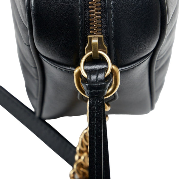 グッチ GGマーモント 斜め掛け チェーン ショルダーバッグ 447632 ブラック レザー レディース GUCCI 【中古】