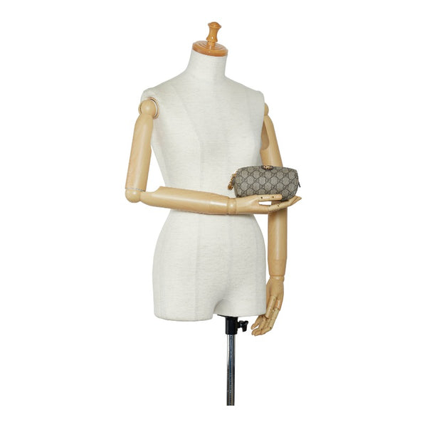 グッチ オフィディア GGスプリーム ポーチ 548394 ベージュ ブラウン PVC レザー レディース GUCCI 【中古】