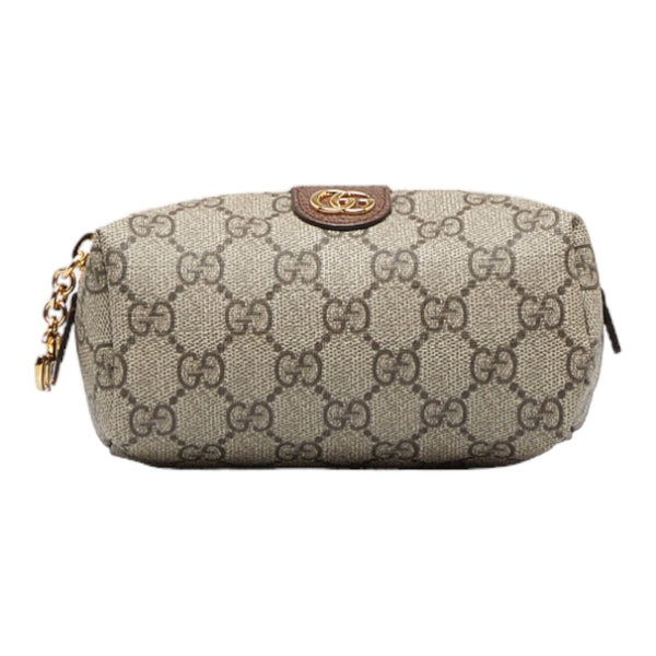 グッチ オフィディア GGスプリーム ポーチ 548394 ベージュ ブラウン PVC レザー レディース GUCCI 【中古】